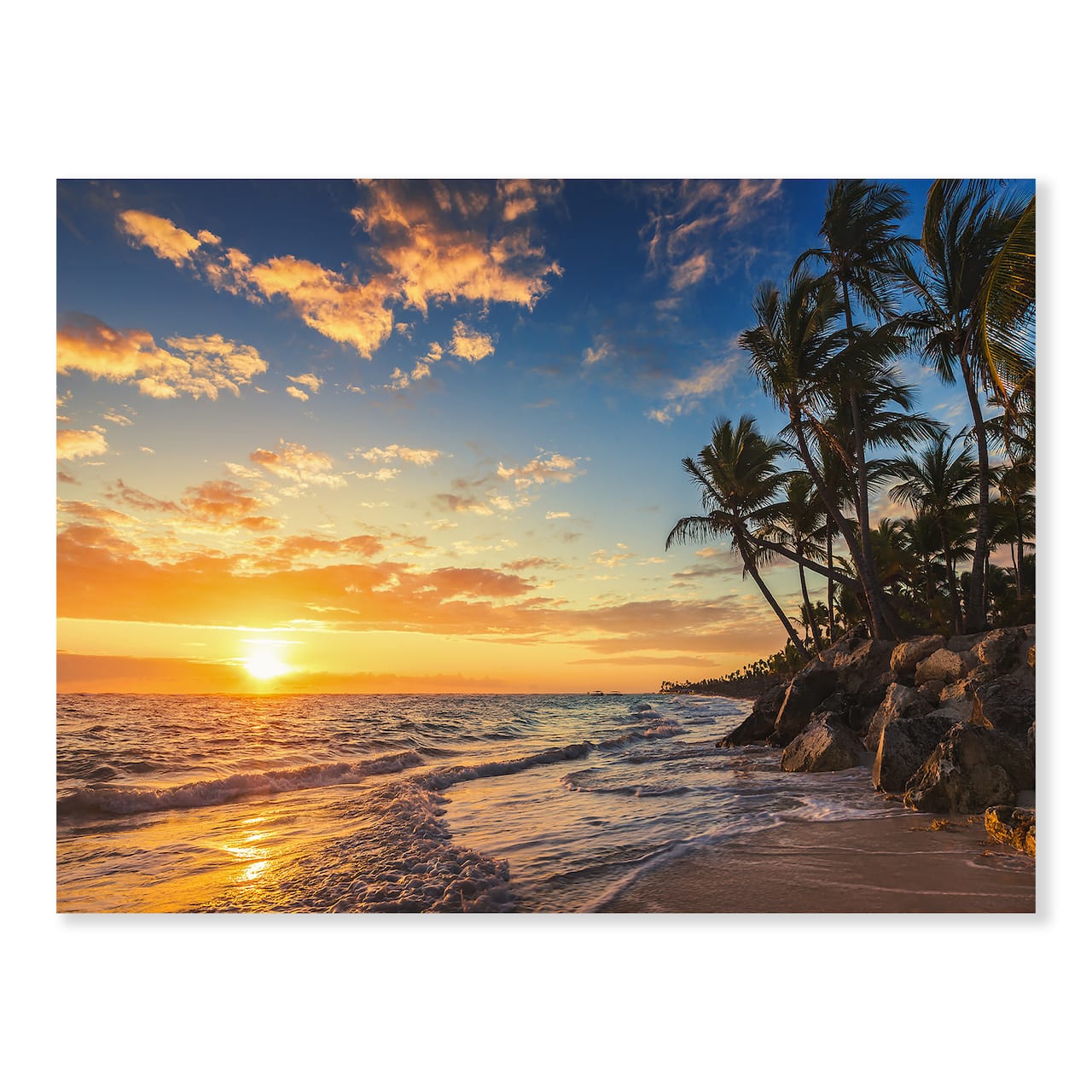 Designart - Paradise Tropical Island Beach with Palms - Extra Large Seascape Art Canvas